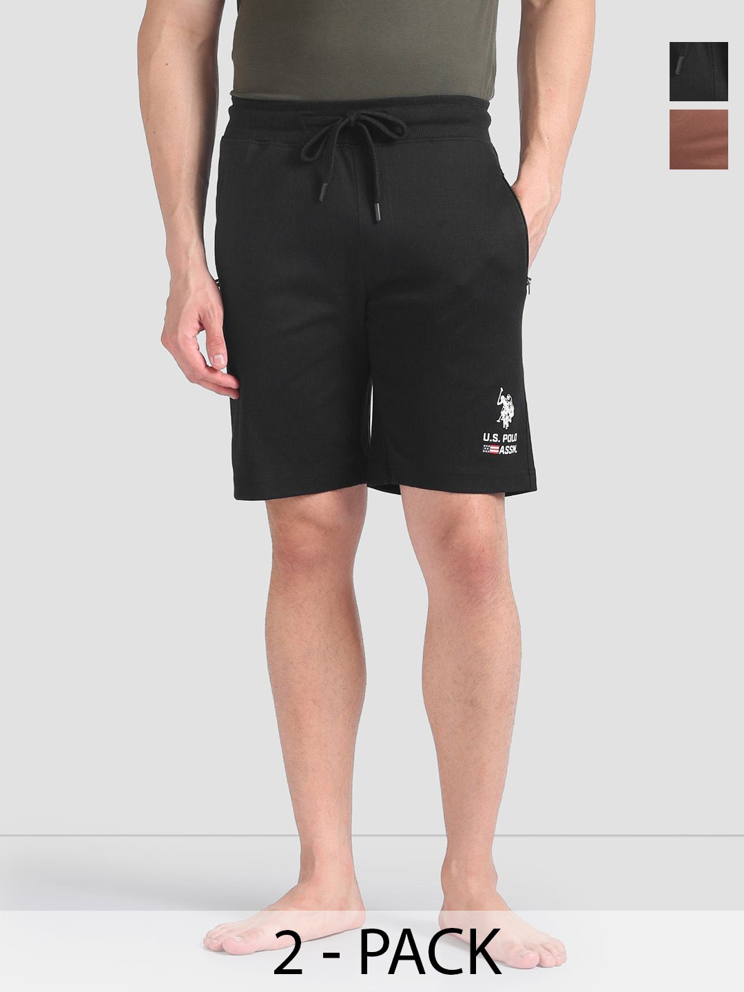 

U.S. Polo Assn. Men Pack Of 2 Mid-Rise Lounge Shorts, Black