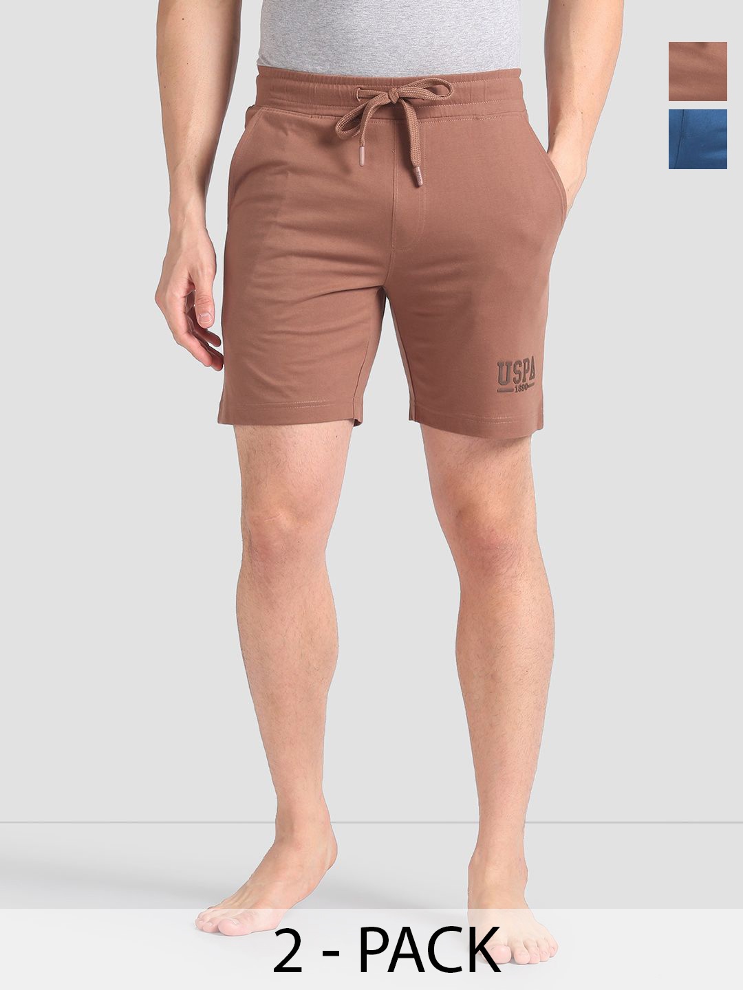 

U.S. Polo Assn. Men Pack Of 2 Mid-Rise Lounge Shorts, Beige