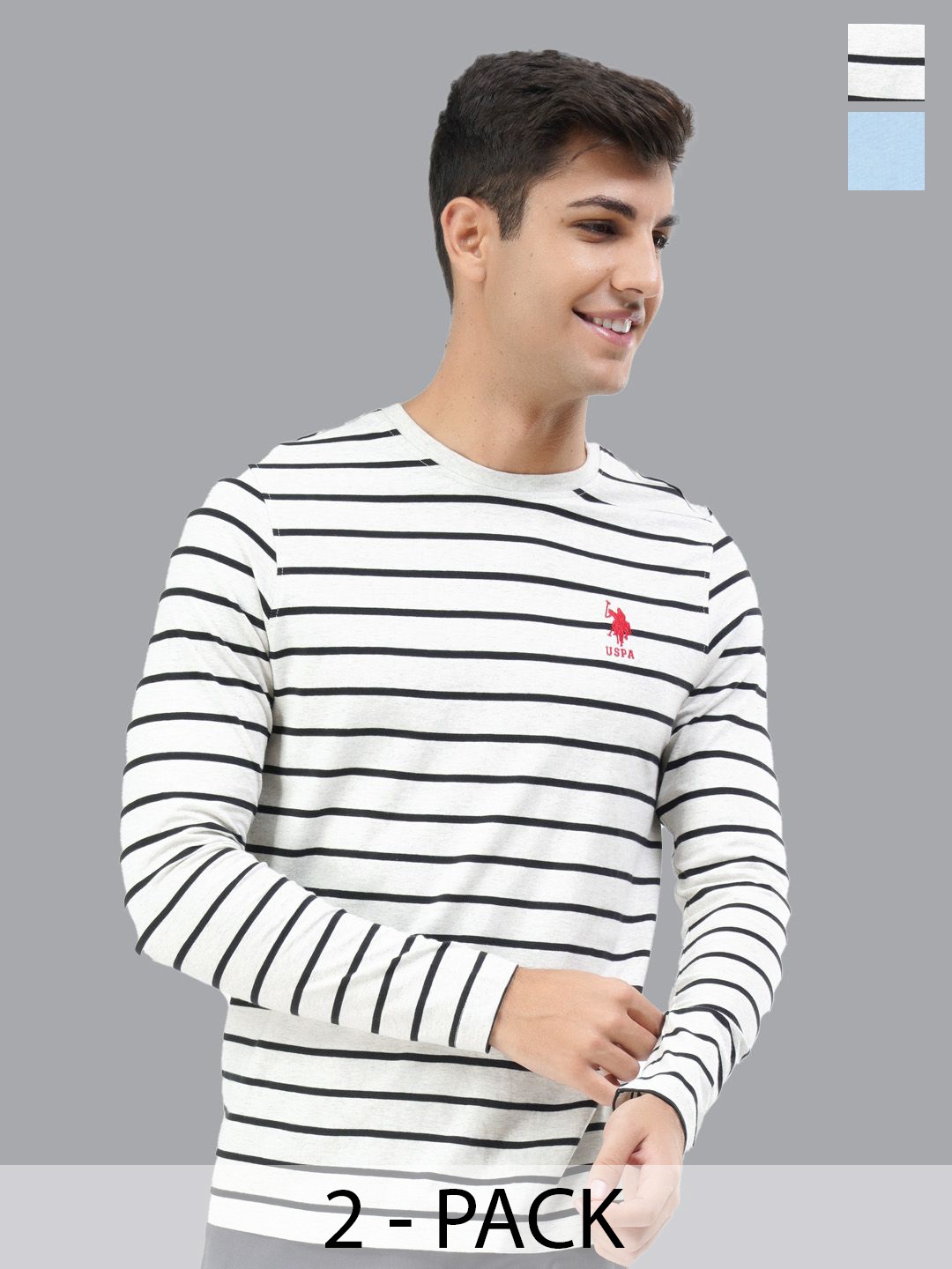 

U.S. Polo Assn. Pack Of 2 Round Neck Pure Cotton Lounge T-shirts, White