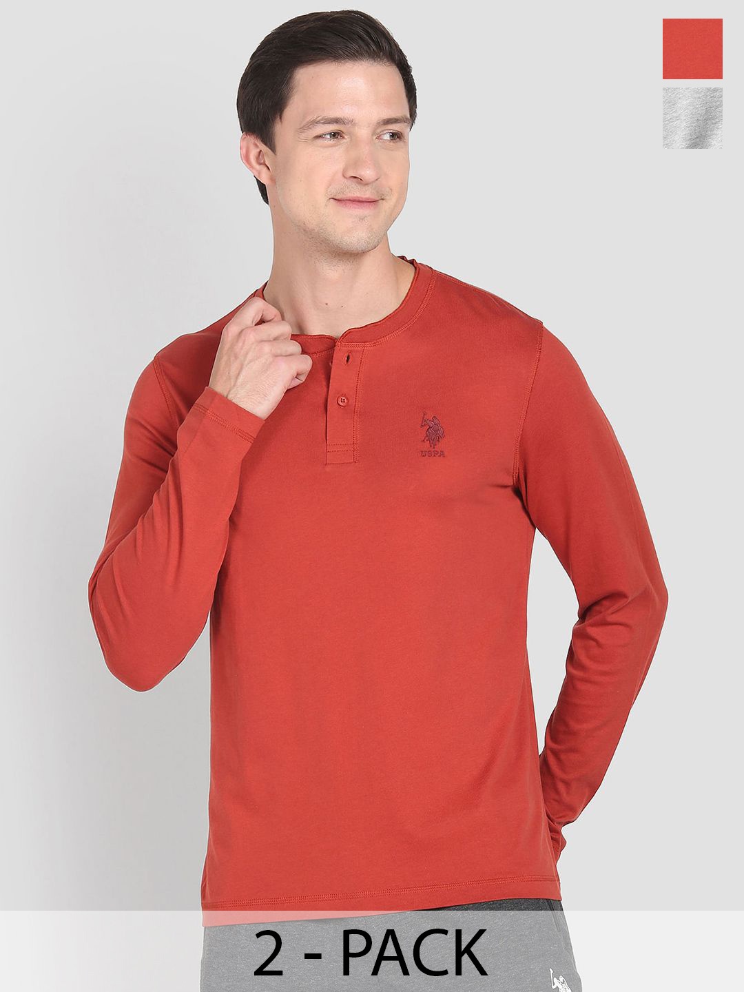 

U.S. Polo Assn. Pack Of 2 Pure Cotton Lounge T-shirts, Red