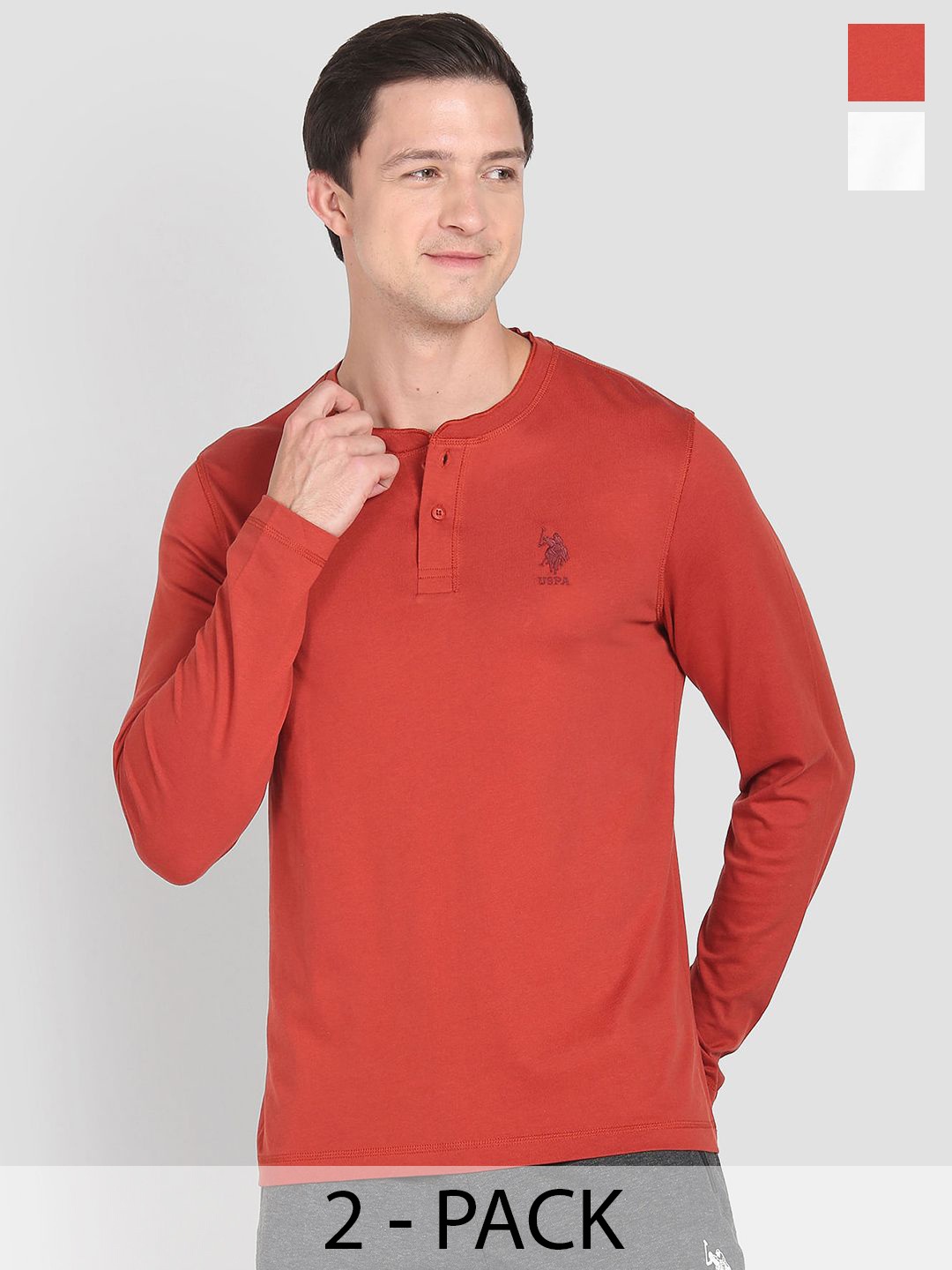 

U.S. Polo Assn. Pack Of 2 Pure Cotton Lounge T-shirts, Red