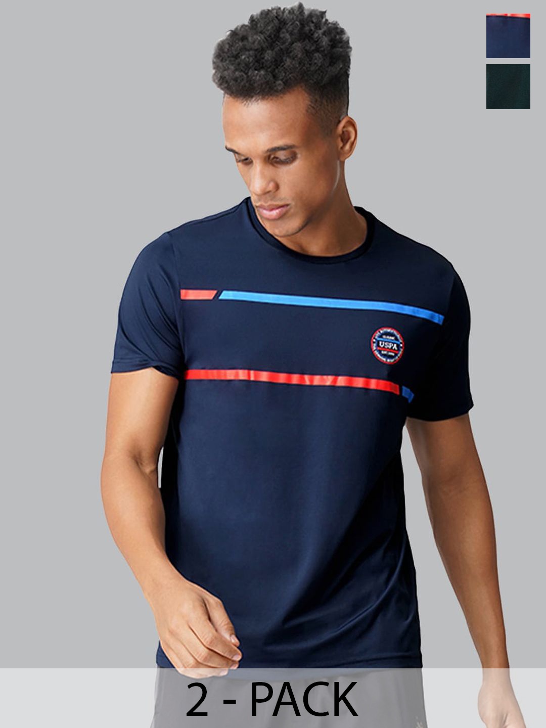

U.S. Polo Assn. Pack Of 2 Round Neck Lounge T-shirts, Navy blue