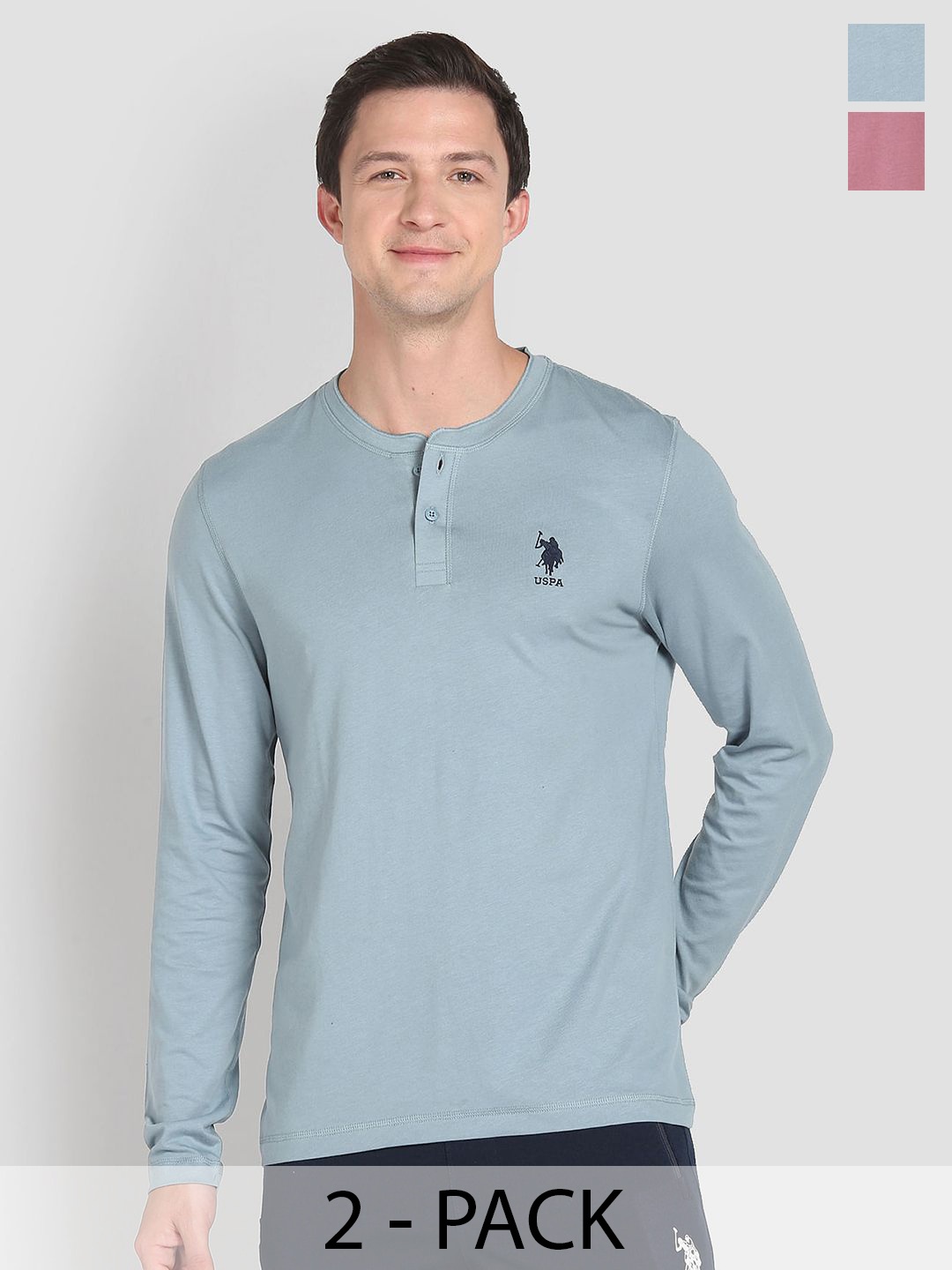

U.S. Polo Assn. Pack Of 2 Pure Cotton Lounge T-shirts, Grey