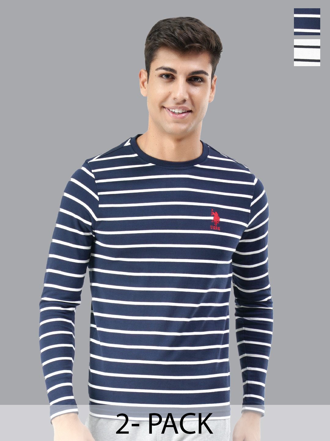 

U.S. Polo Assn. Pack Of 2 Striped Lounge T-shirts, Navy blue