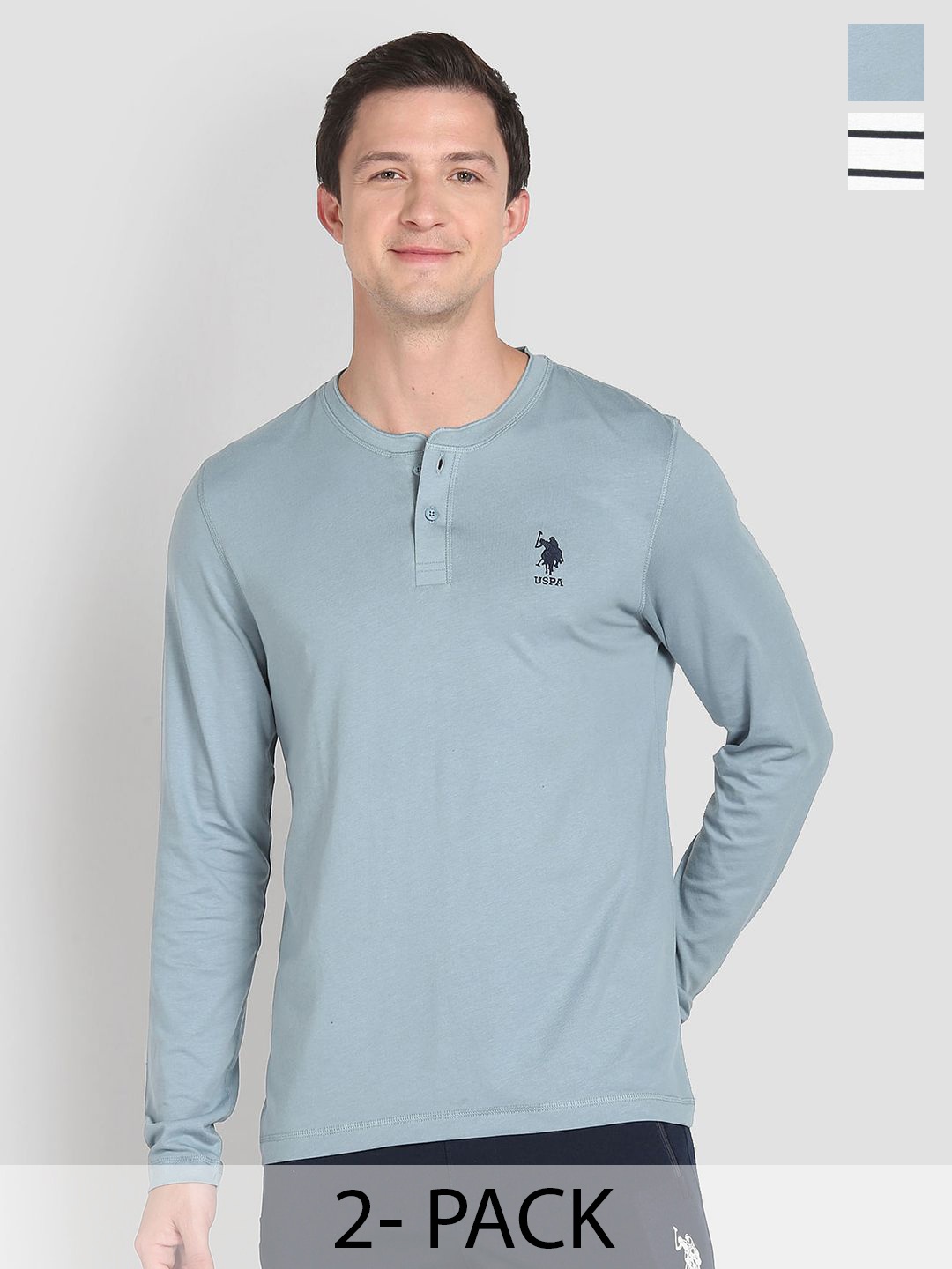 

U.S. Polo Assn. Pack Of 2 Striped Lounge T-shirts, Grey