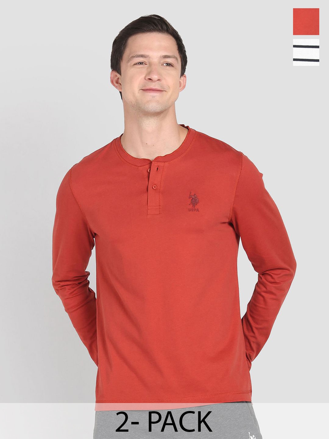 

U.S. Polo Assn. Pack Of 2 Striped Lounge T-shirts, Red