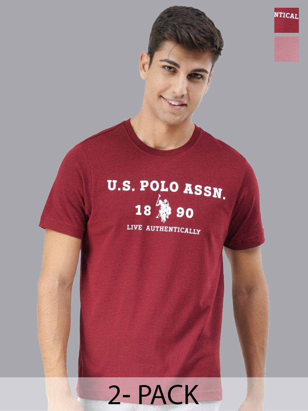 

U.S. Polo Assn. Pack Of 2 Round Neck Lounge T-shirts, Maroon