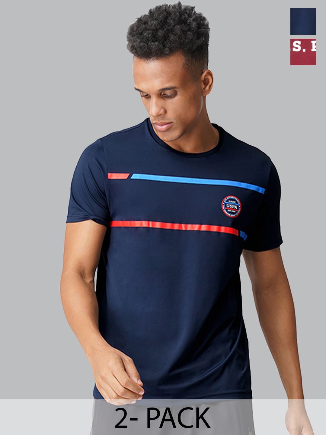 

U.S. Polo Assn. Pack Of 2 Round Neck Lounge T-shirts, Navy blue