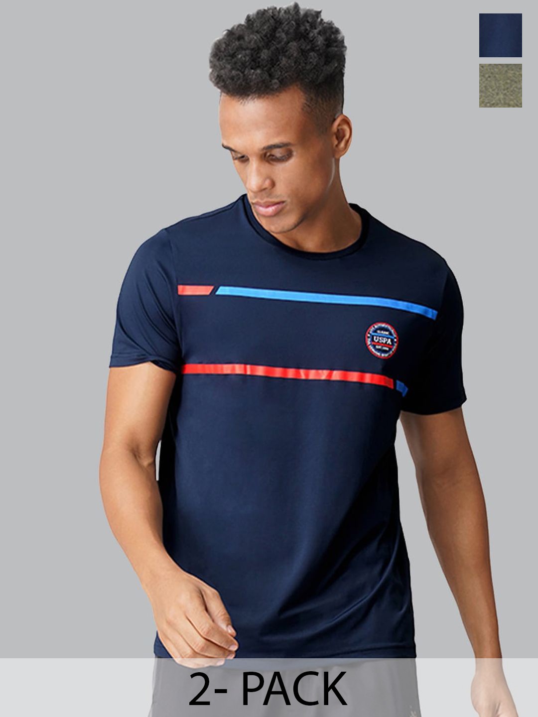 

U.S. Polo Assn. Pack Of 2 Round Neck Lounge T-shirts, Navy blue