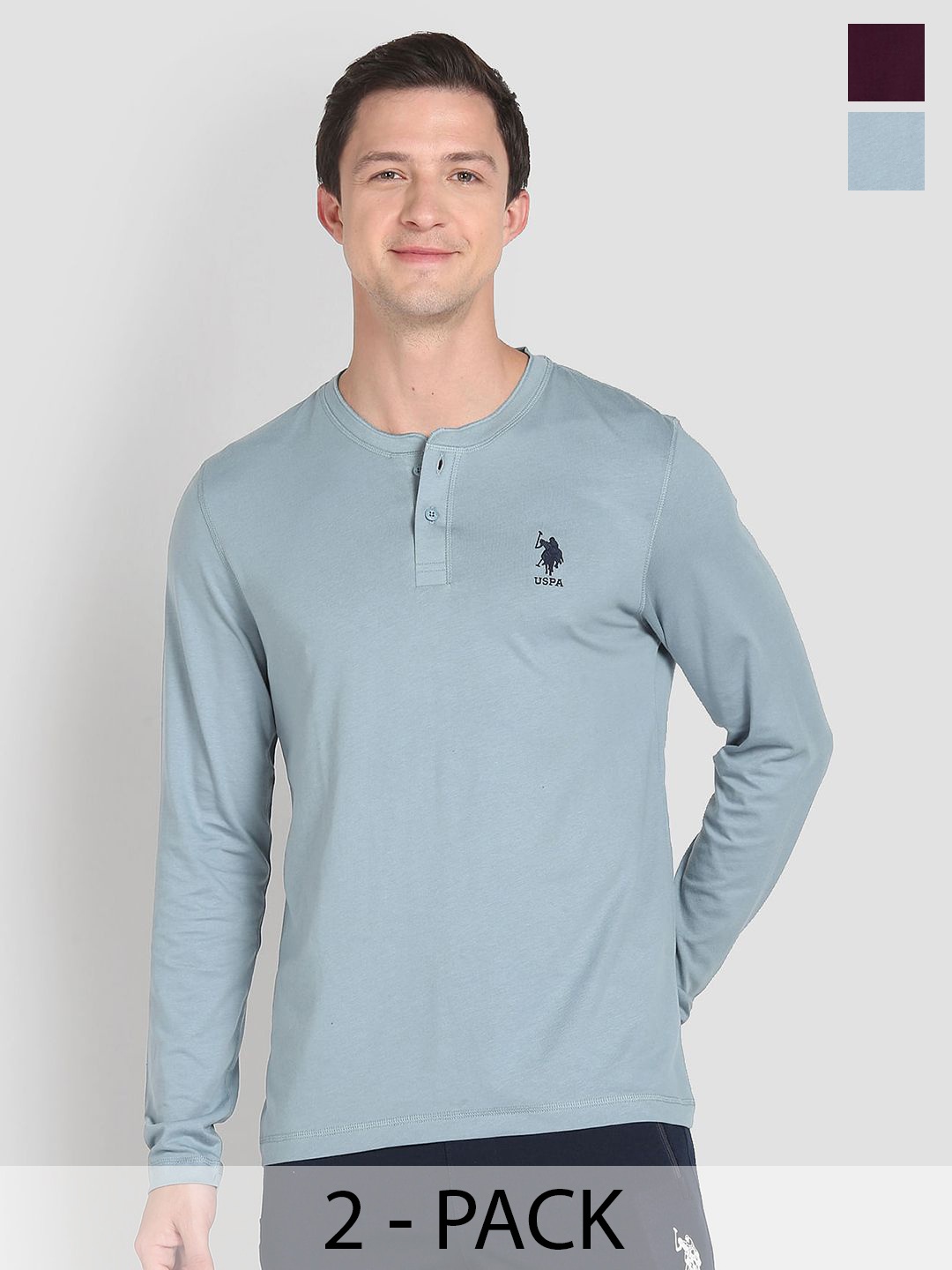 

U.S. Polo Assn. Pack Of 2 Pure Cotton Lounge Tshirts, Grey