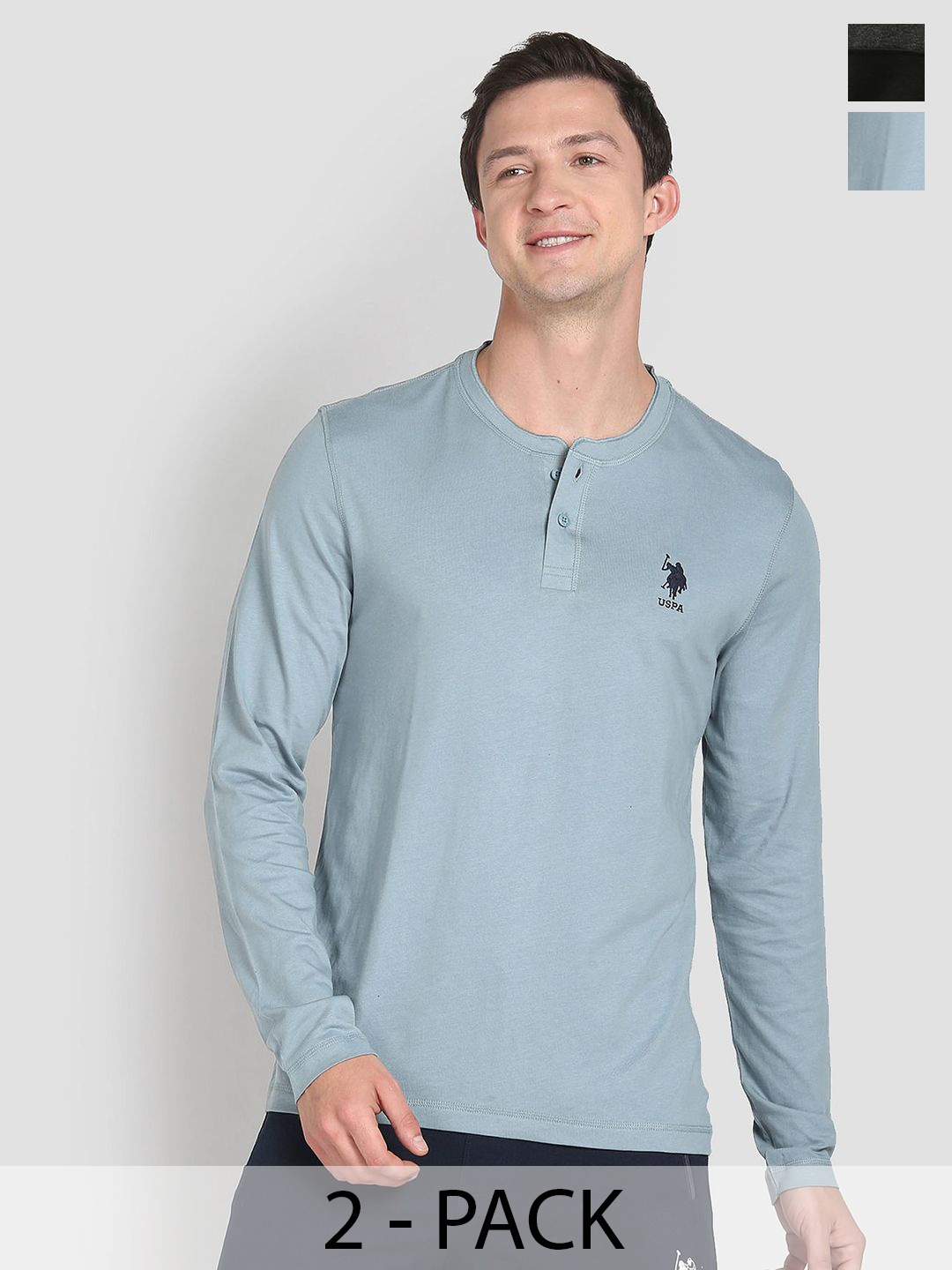 

U.S. Polo Assn. Pack Of 2 Printed Lounge Tshirts, Grey