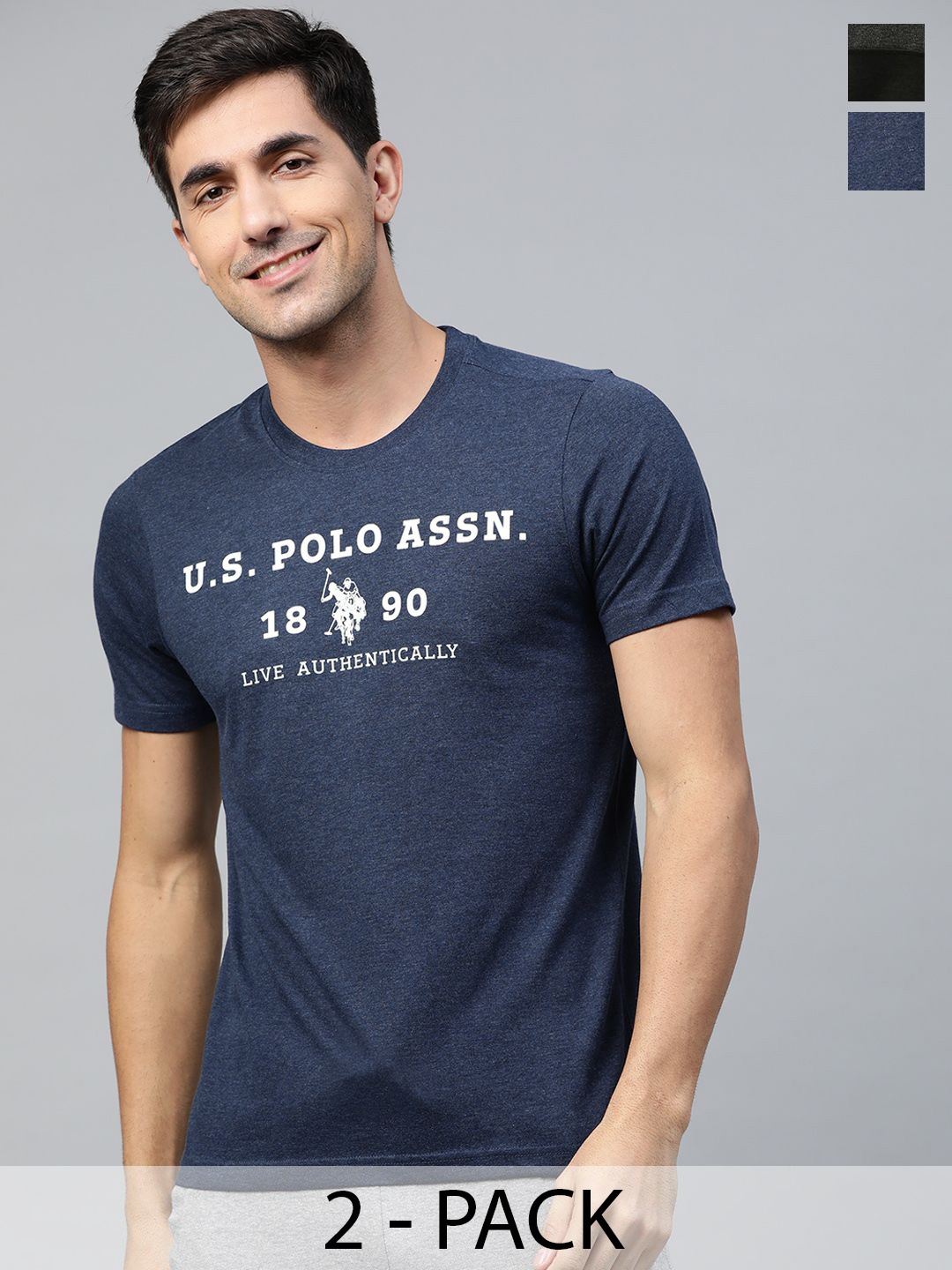 

U.S. Polo Assn. Pack of 2 Printed Round Neck Lounge T-shirts, Navy blue