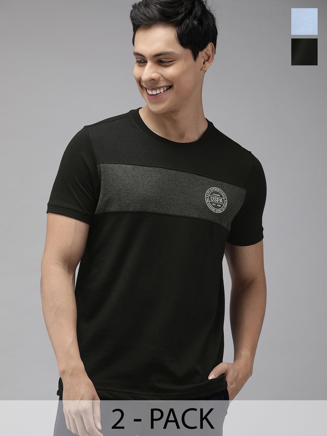 

U.S. Polo Assn. Pack of 2 Round Neck Lounge Tshirts, Black