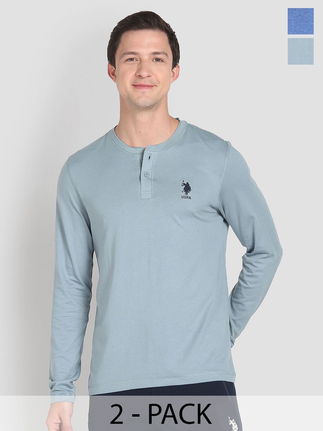 

U.S. Polo Assn. Pack Of 2 Pure Cotton Lounge Tshirts, Grey