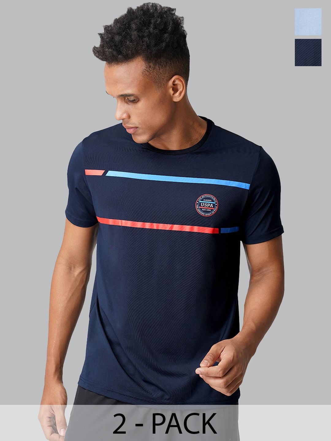 

U.S. Polo Assn. Pack Of 2 Printed Comfort Fit Lounge Tshirts, Navy blue