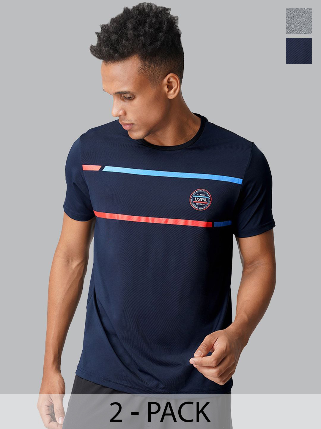 

U.S. Polo Assn. Pack Of 2 Printed Lounge Tshirts, Navy blue