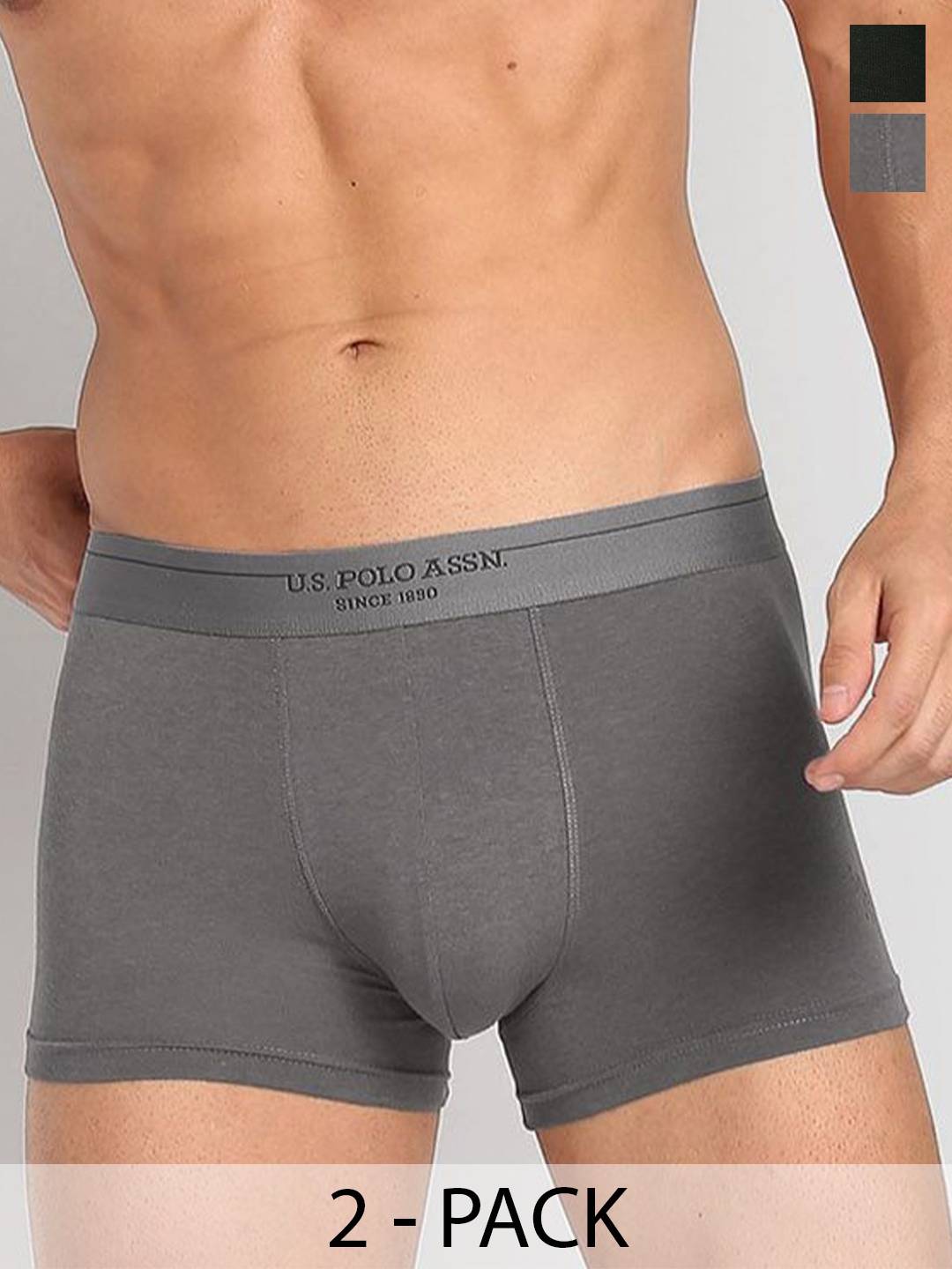

U.S. Polo Assn. Pack Of 2 Mid Rise Trunks 23011952-1-14191396-1, Grey