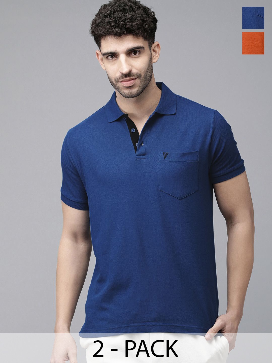 

Van Heusen Pack Of 2 Cotton Polo Collar Lounge Tshirts, Blue