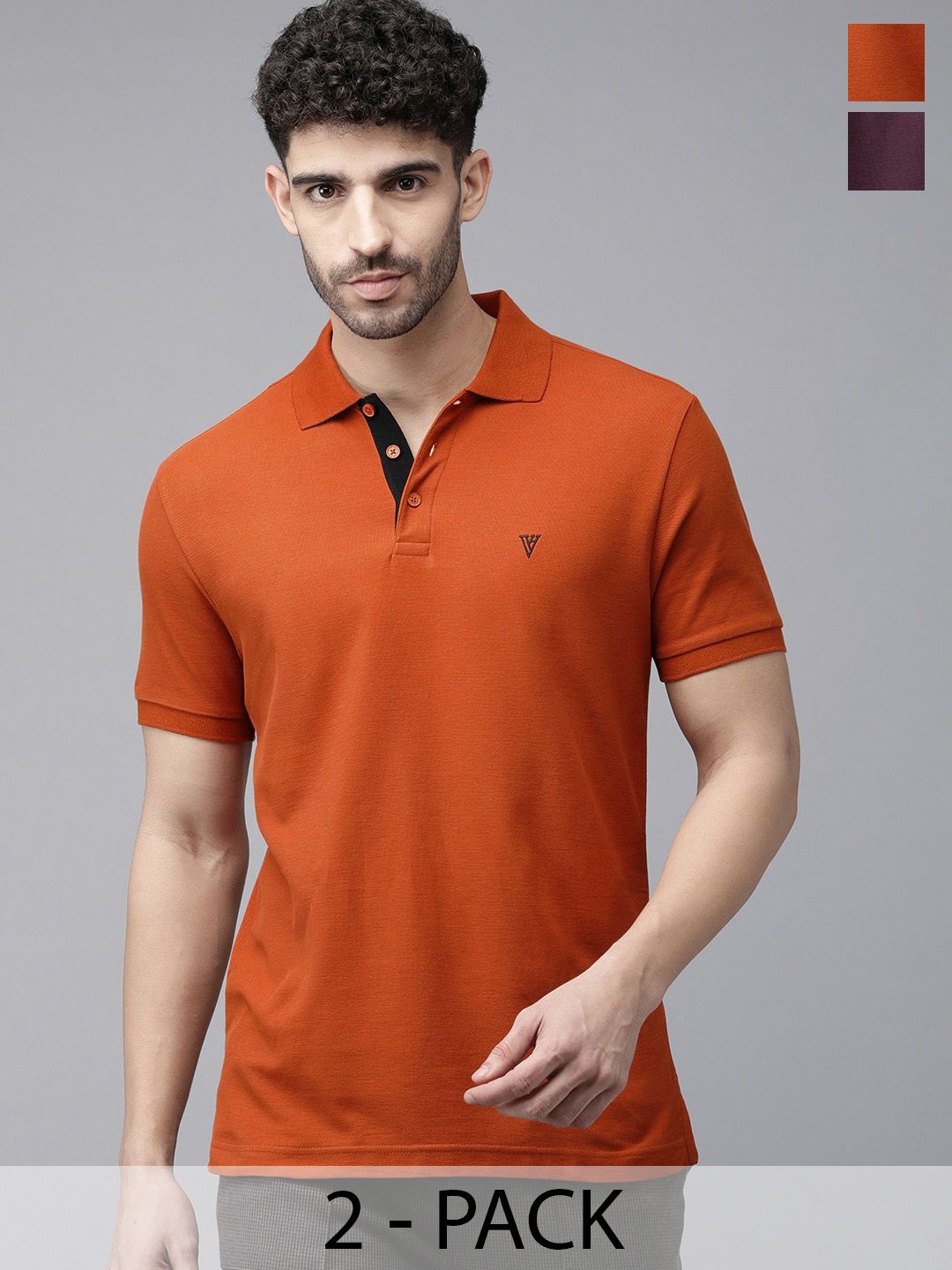 

Van Heusen Pack Of 2 Polo Collar Pure Cotton Lounge Tshirts, Orange