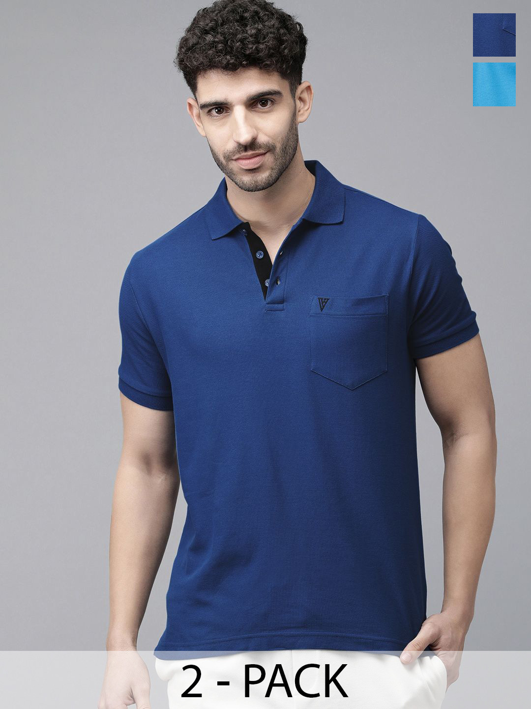

Van Heusen Pack Of 2 Polo Collar Pure Cotton Lounge T-shirts, Blue