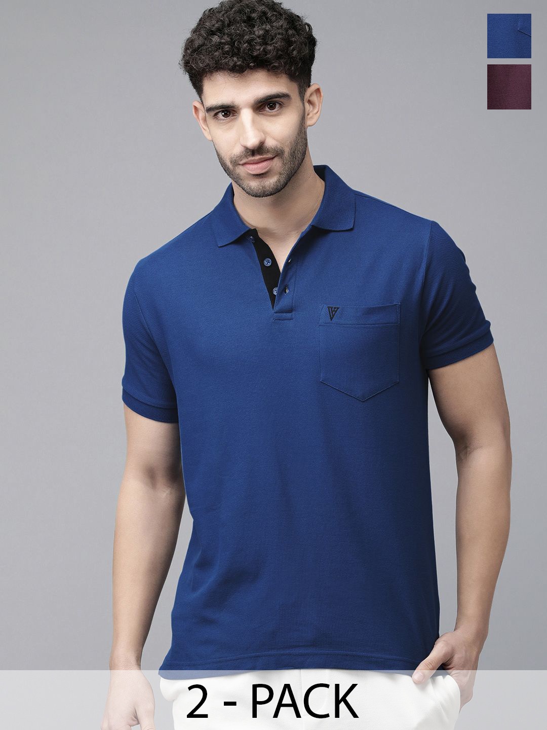 

Van Heusen Pack Of 2 Polo Collar Pure Cotton Lounge Tshirts, Blue
