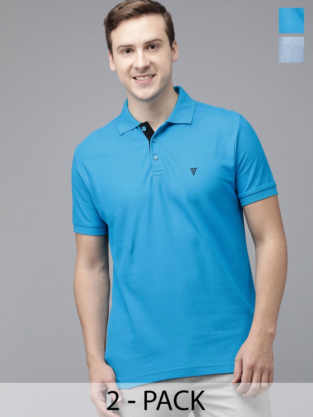 

Van Heusen Pack Of 2 Cotton Lounge Tshirts, Turquoise blue