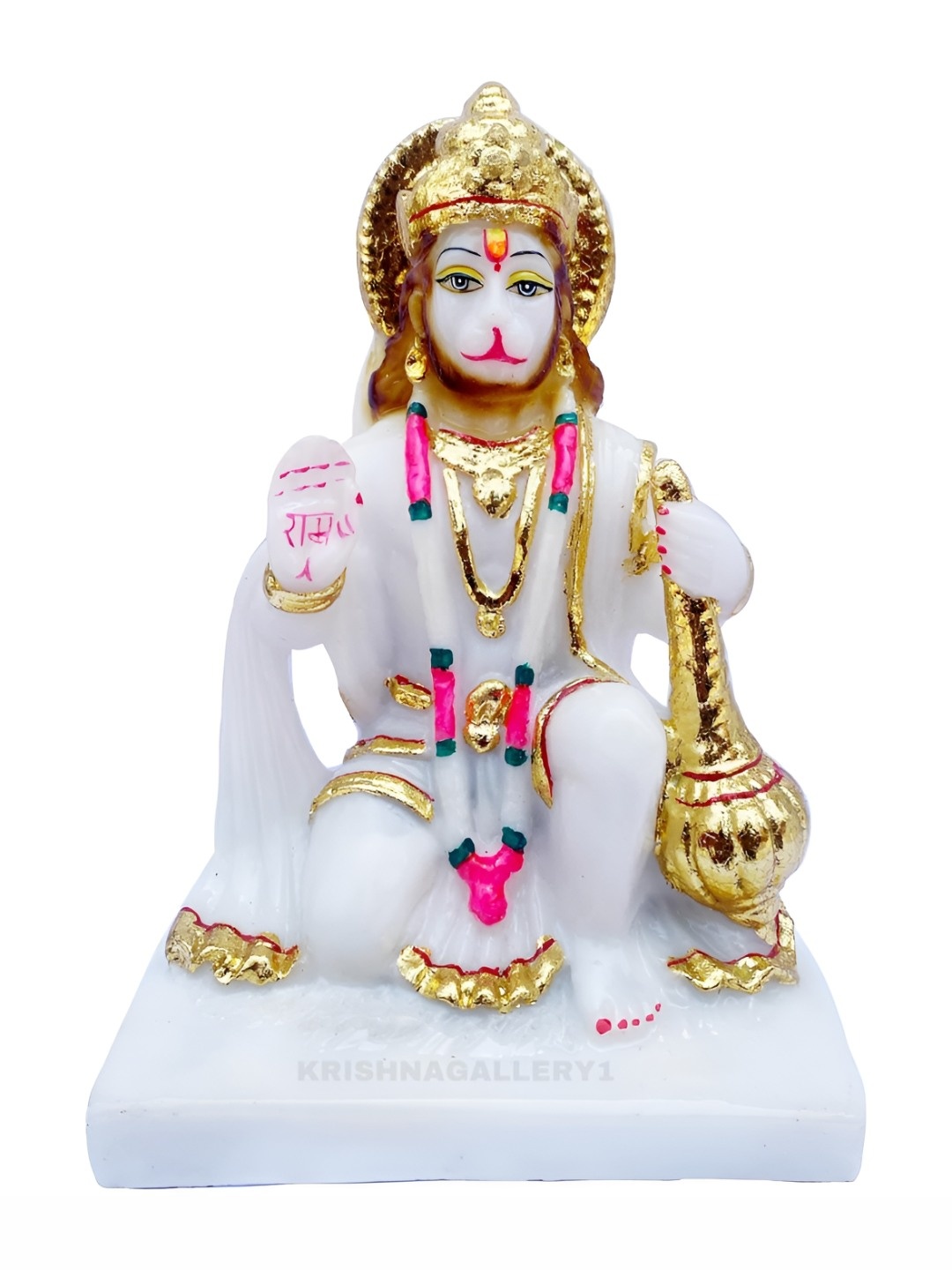 

krishnagallery1 White & Gold Toned Religious Figurine Showpiece