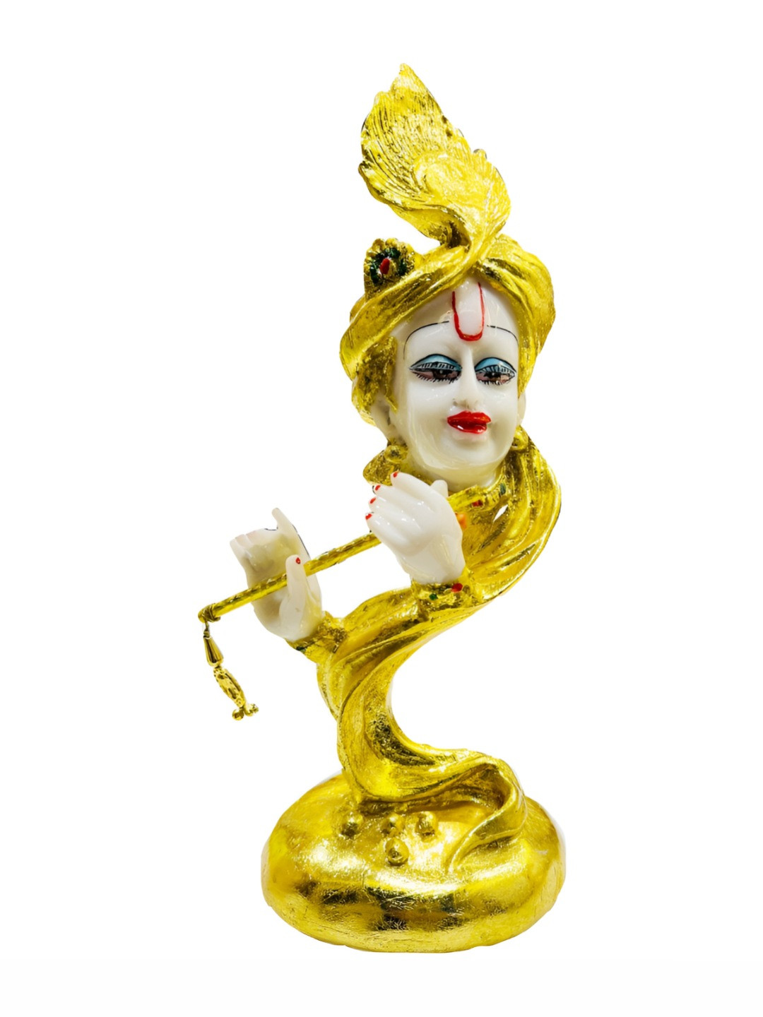 

krishnagallery1 White & Gold Toned Religious Figurine Showpiece