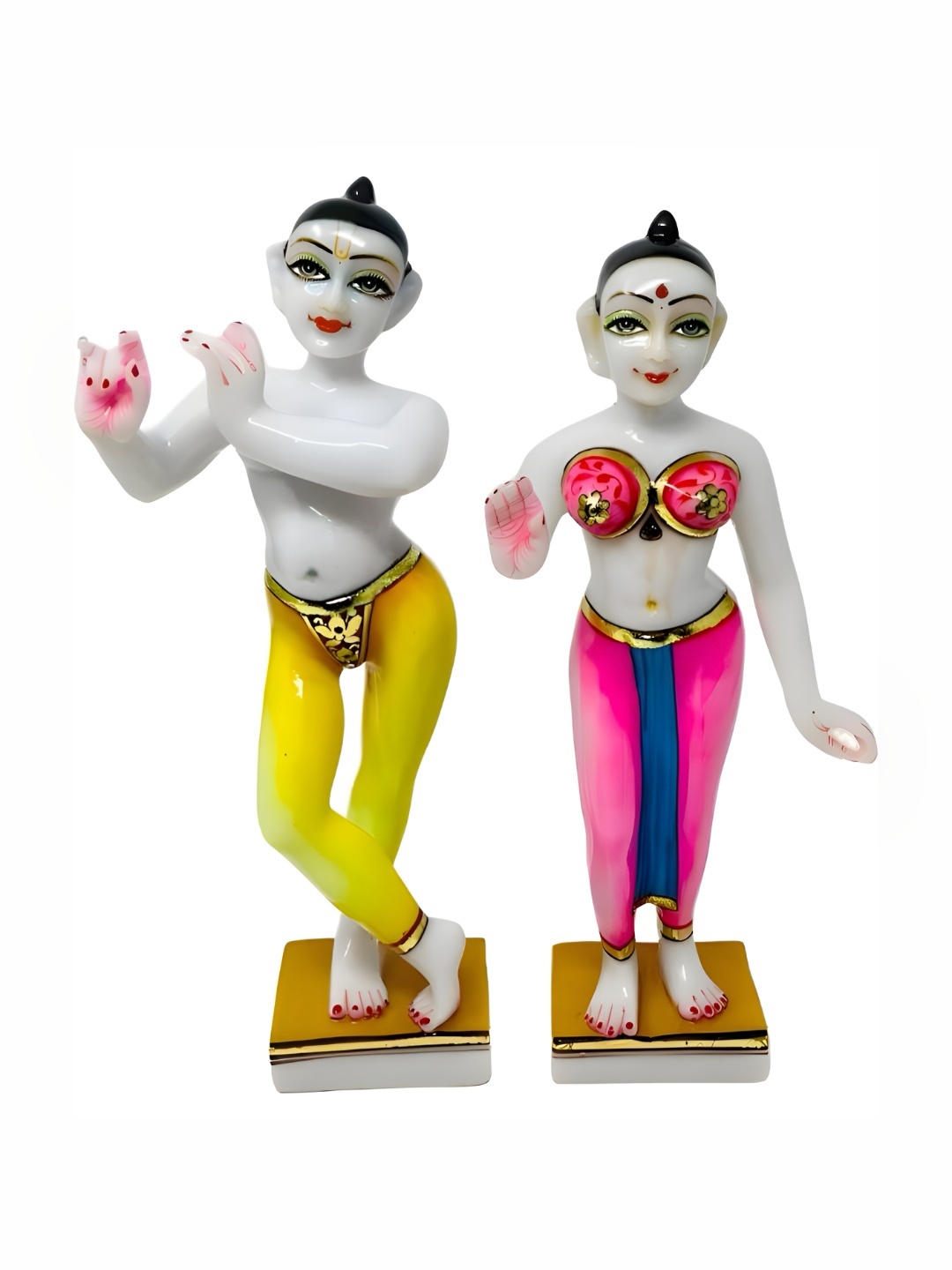 

krishnagallery1 White & Yellow 2 Pieces Religious Figurine Showpiece