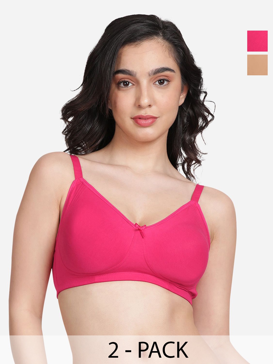 

Susie Pack Of 2 Full Coverage Non Padded Everyday Bra-All Day Comfort, Pink