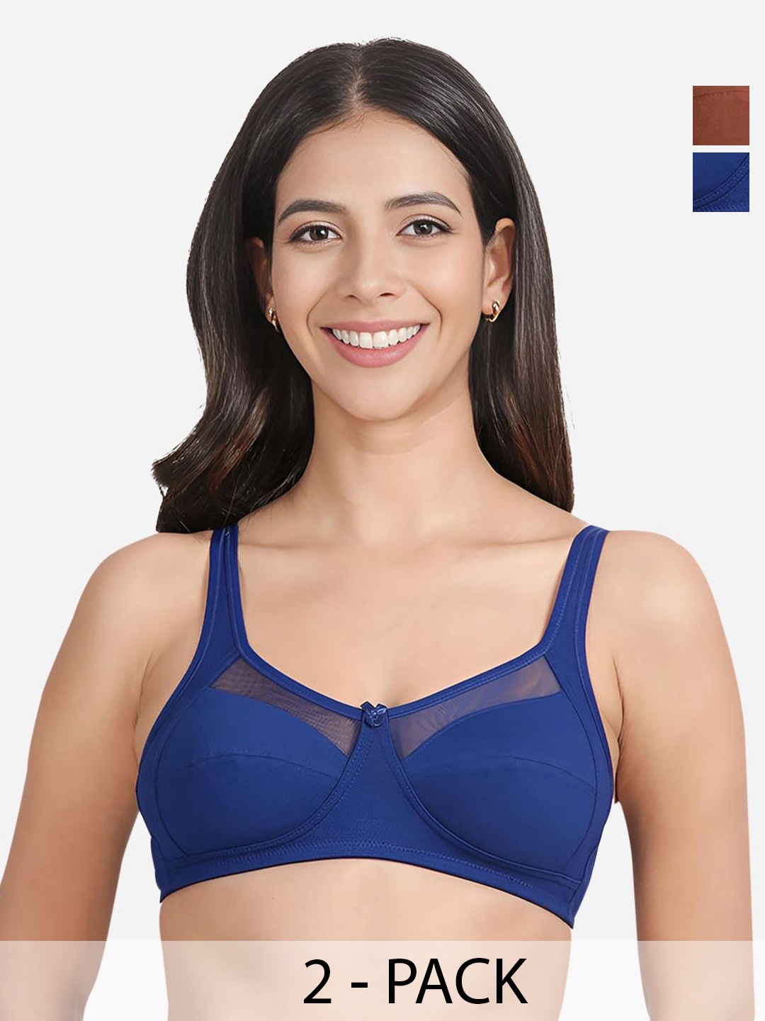 

Susie Pack Of 2 Full Coverage Non Padded Everyday Bra-All Day Comfort, Brown