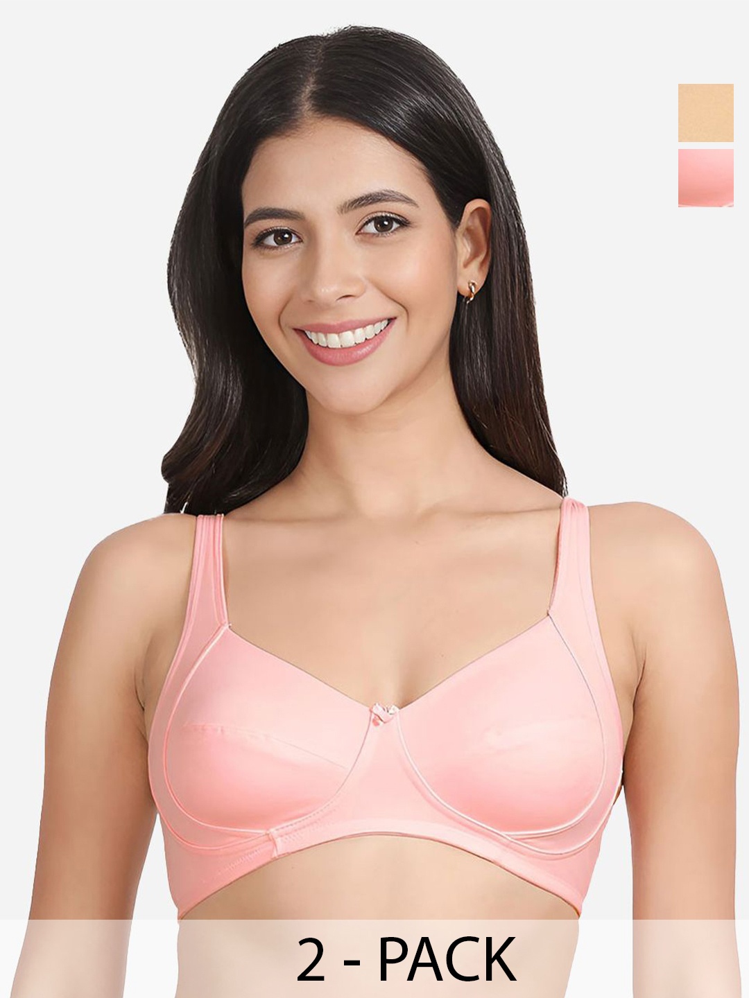 

Susie Pack Of 2 Medium Coverage Non Padded Everyday Bra-All Day Comfort, Pink