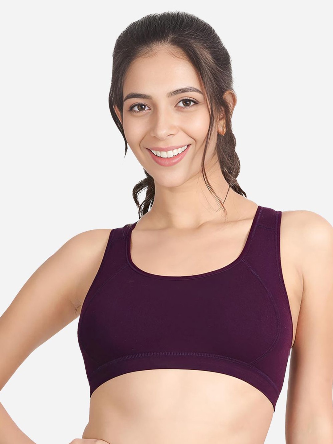 

Susie Full Coverage Non Padded Workout Bra-All Day Comfort, Purple