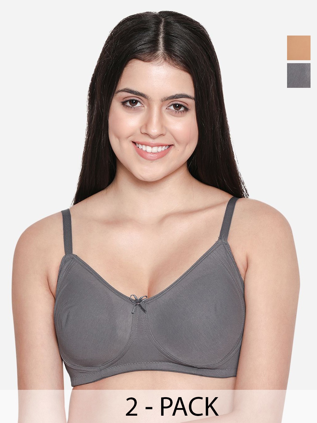 

Susie Pack Of 2 Full Coverage Non Padded Everyday Bra-All Day Comfort, Grey