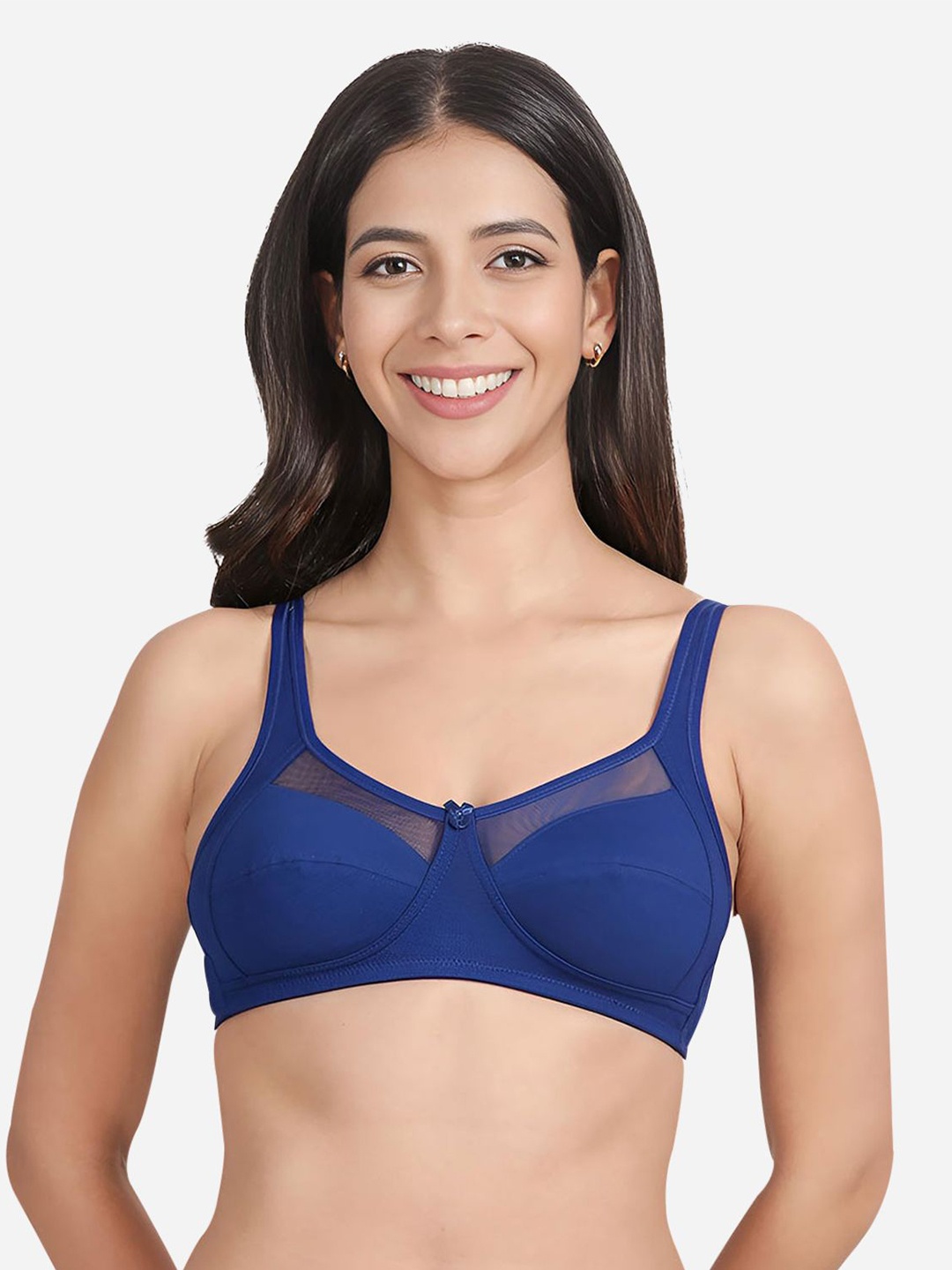 

Susie Full Coverage Cotton Non Padded Everyday Bra-All Day Comfort, Blue