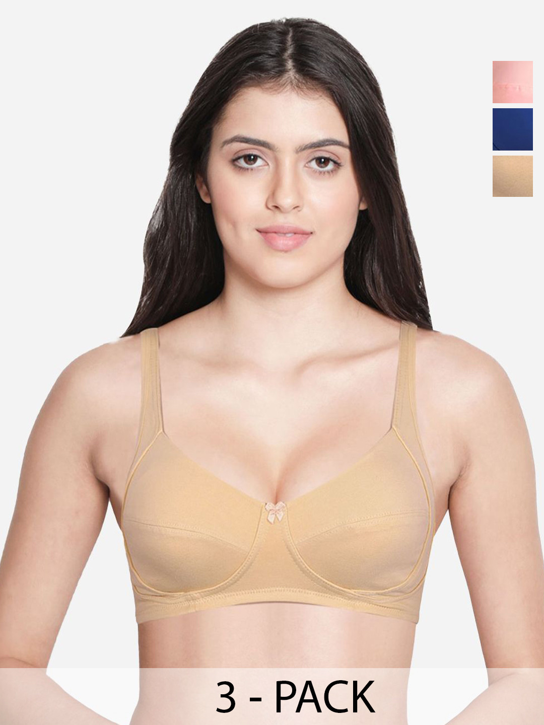 

Susie Pack Of 3 Medium Coverage Cotton Non Padded Everyday Bra-All Day Comfort, Pink