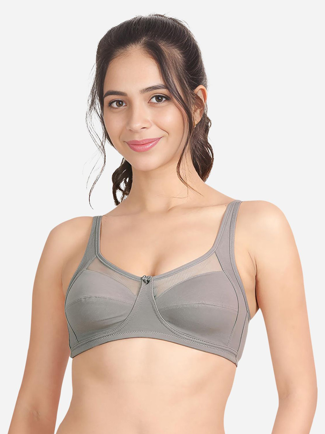 

Susie Full Coverage Cotton Non Padded Everyday Bra-All Day Comfort, Grey