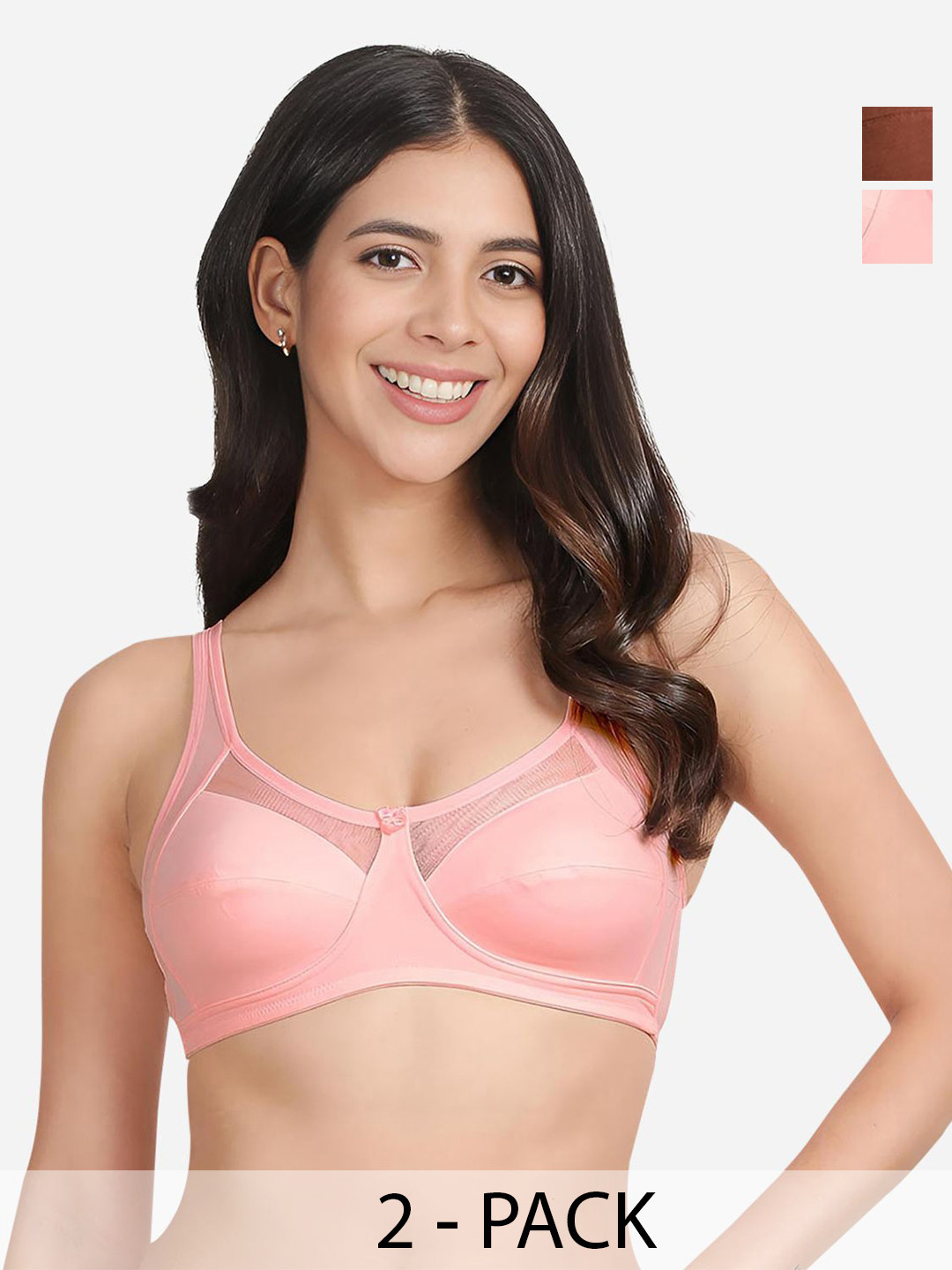 

Susie Pack Of 2 Full Coverage Non Padded Everyday Bra-All Day Comfort, Brown