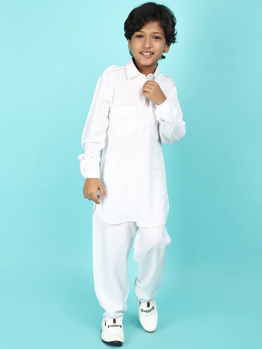 

V-Mart Boys Shirt Collar Pathani Kurta with Pyjamas, White