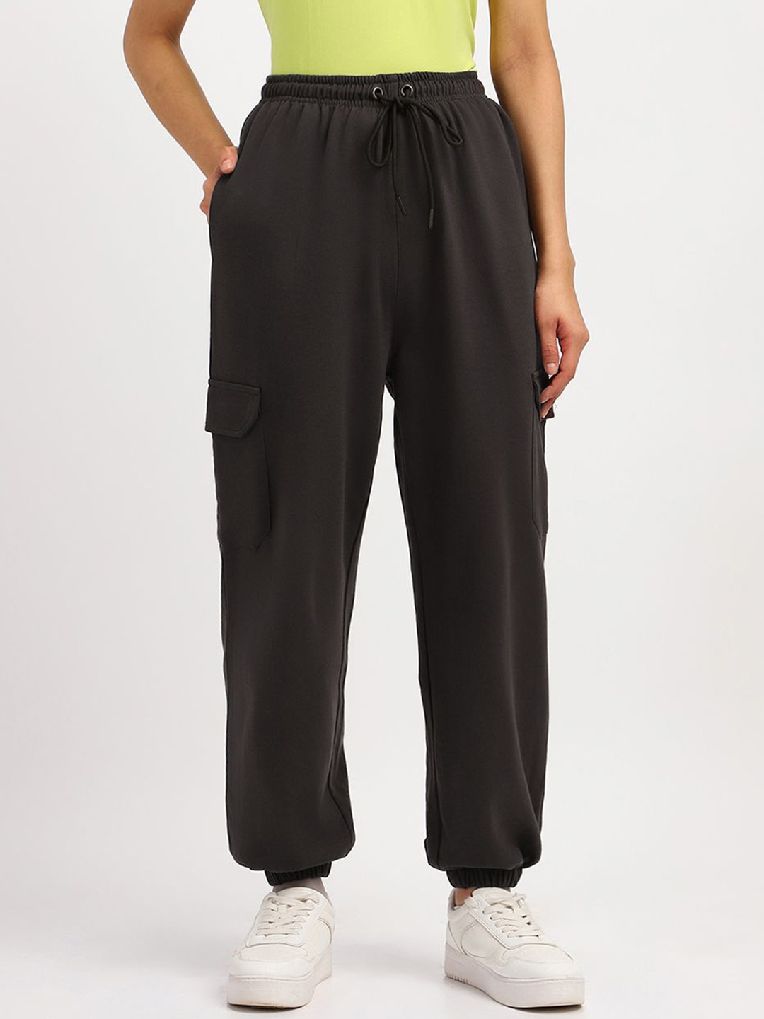 

JUNEBERRY Women Relaxed-Fit Cotton Track Pants, Brown