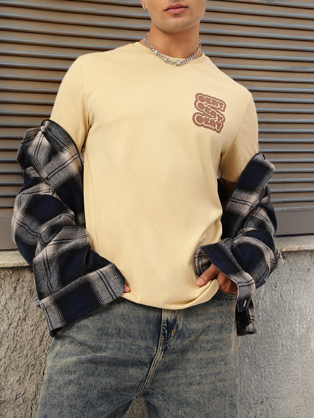 

Kook N Keech Okay Vibe Placement Print T-shirt, Beige