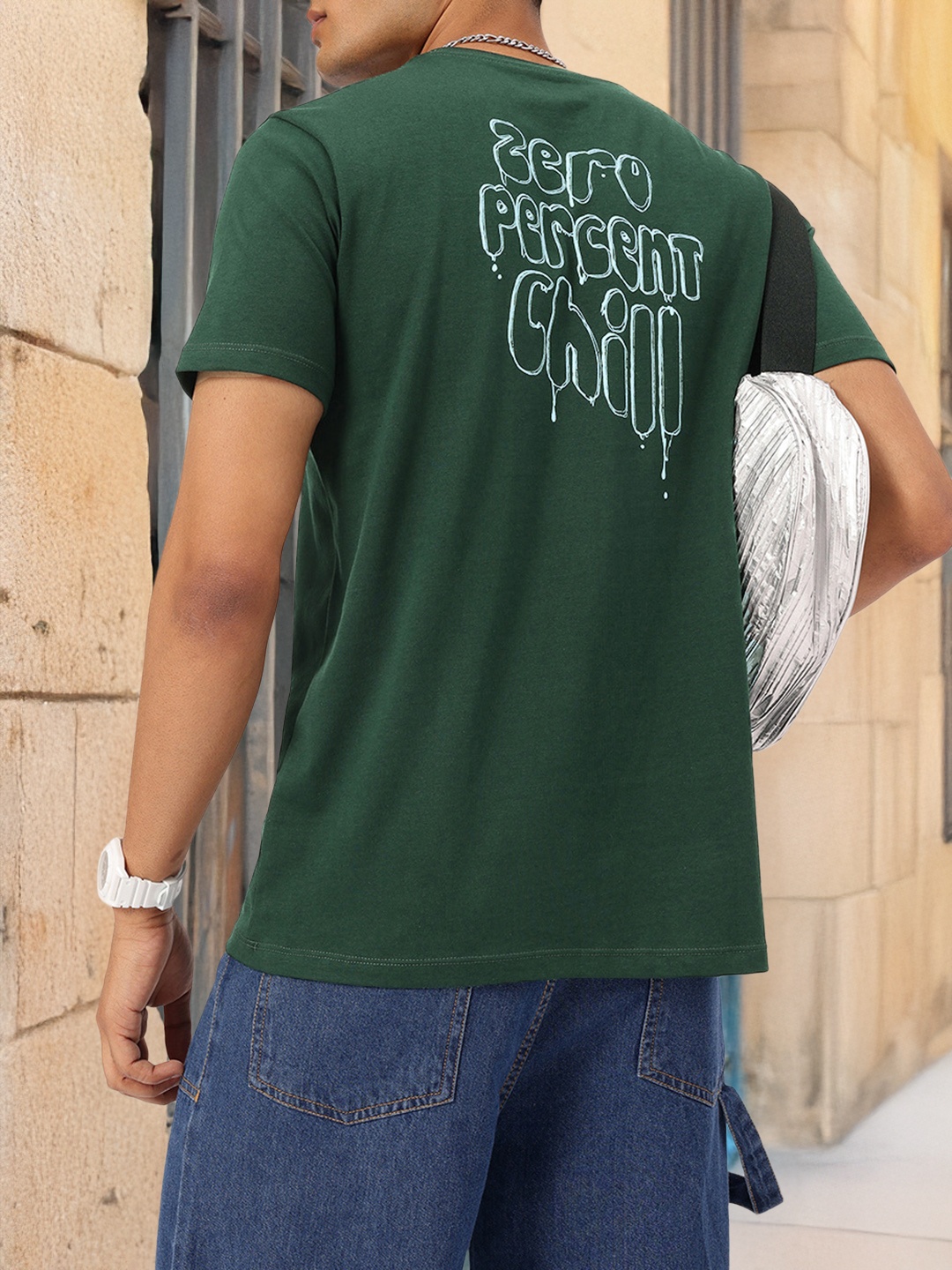 

Kook N Keech Chill Vibes Typography Print Relaxed T-Shirt, Green