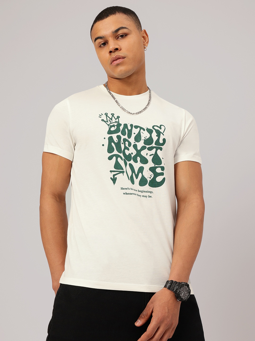 

Kook N Keech Statement Slogan and Typography Printed T-shirt, White