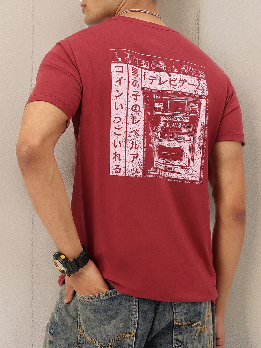 

Kook N Keech Retro Radio Back Printed T-shirt, Rust