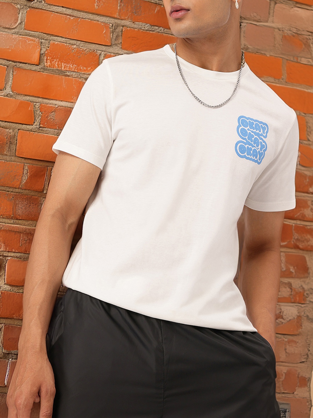 Kook N Keech A-Ok Okay Typography Printed T-Shirt, White