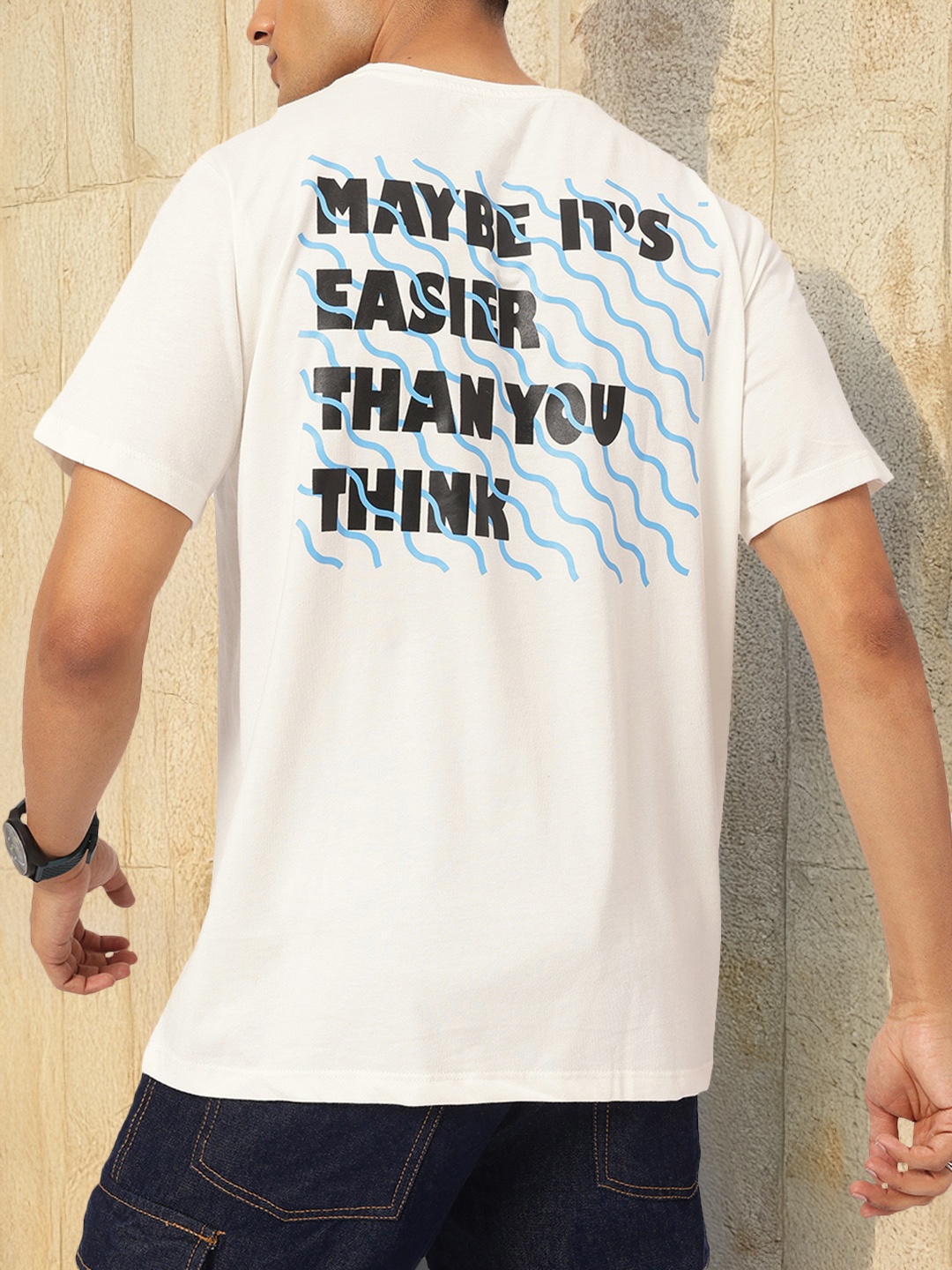 

Kook N Keech Think Basics Typography T-shirt, Off white