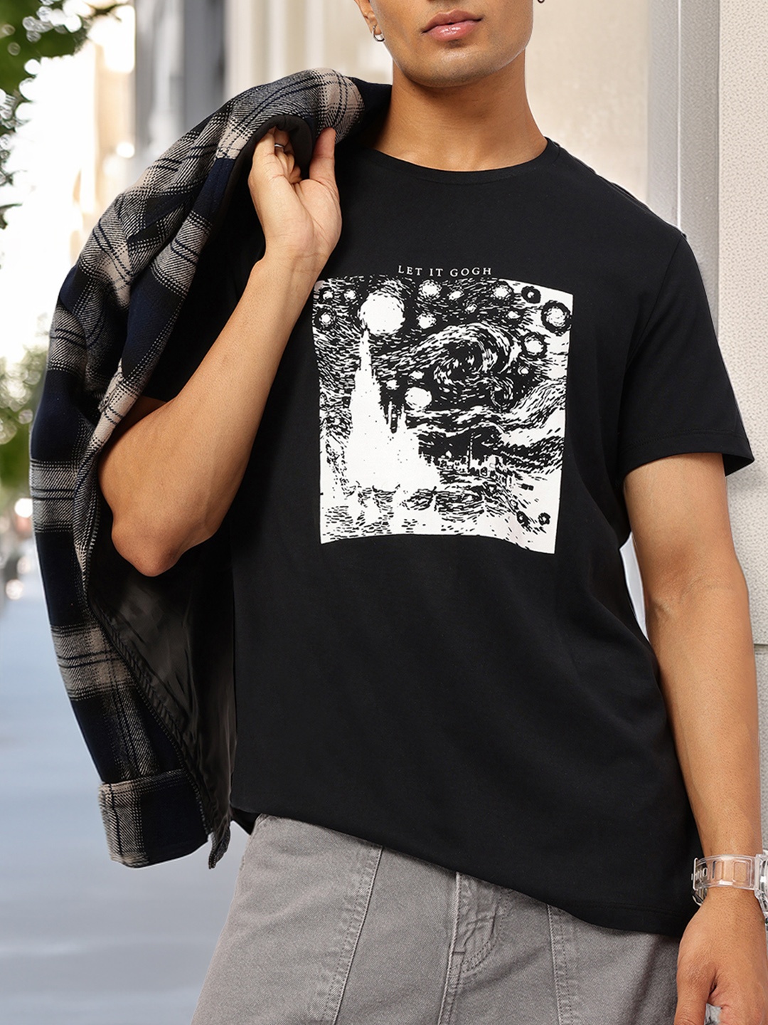 

Kook N Keech Monochrome Geo-Matrix Relaxed Tee, Black
