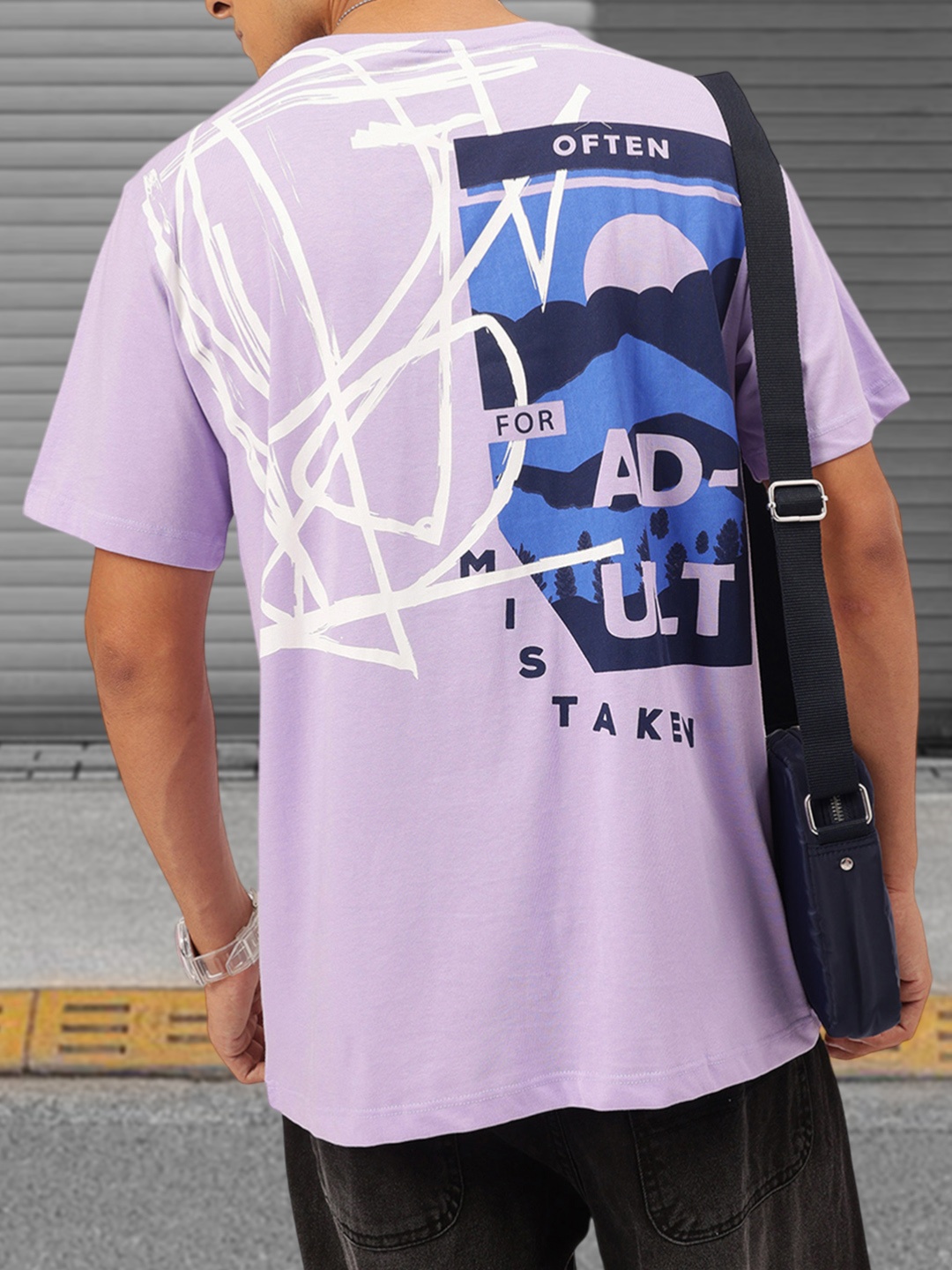 

Kook N Keech Kid-ult Whimsy Printed Luxe Relaxed Tee, Lavender
