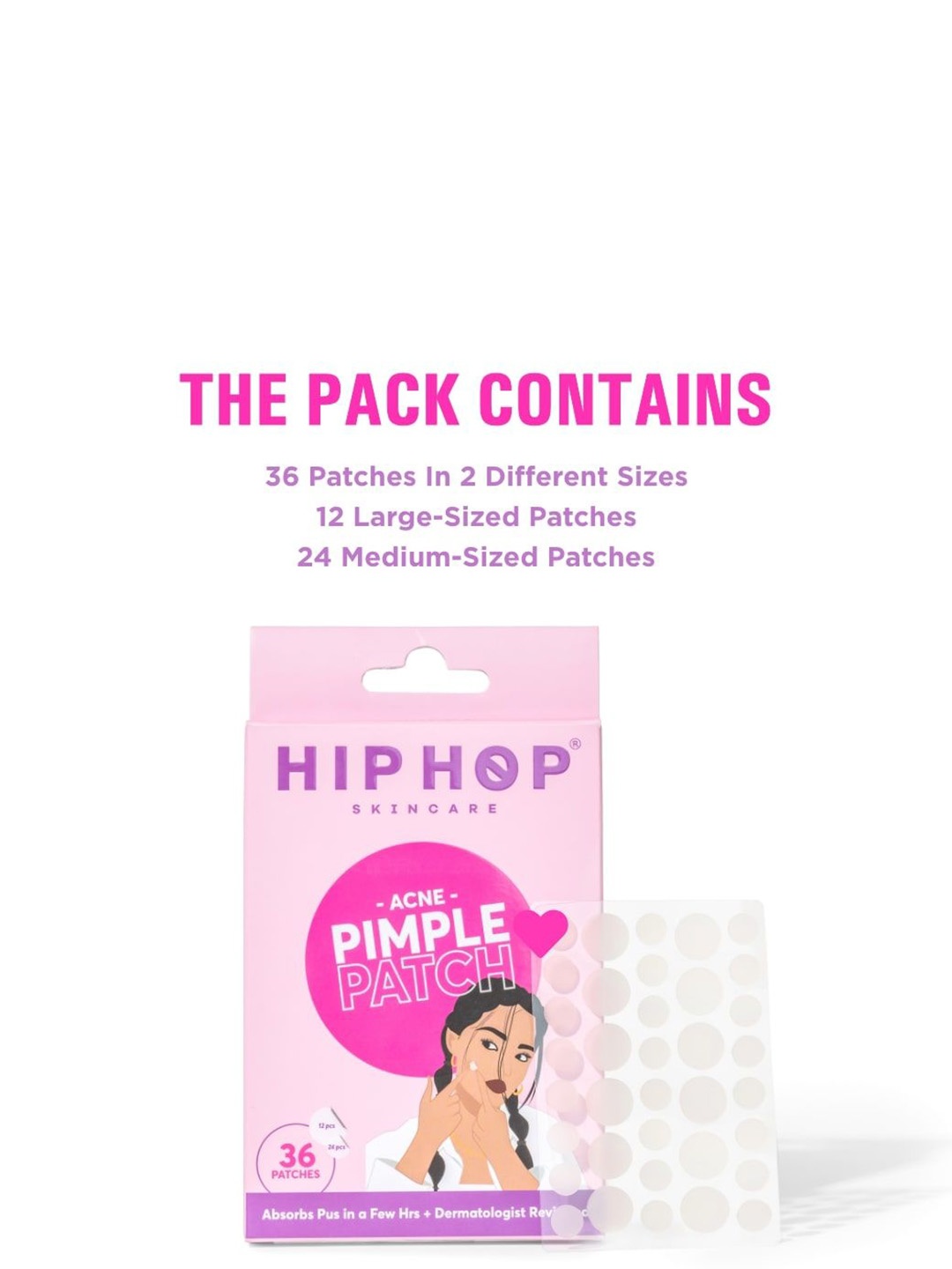 

HipHop Skincare Acne Pimple Patch - 36 Dots, Pink