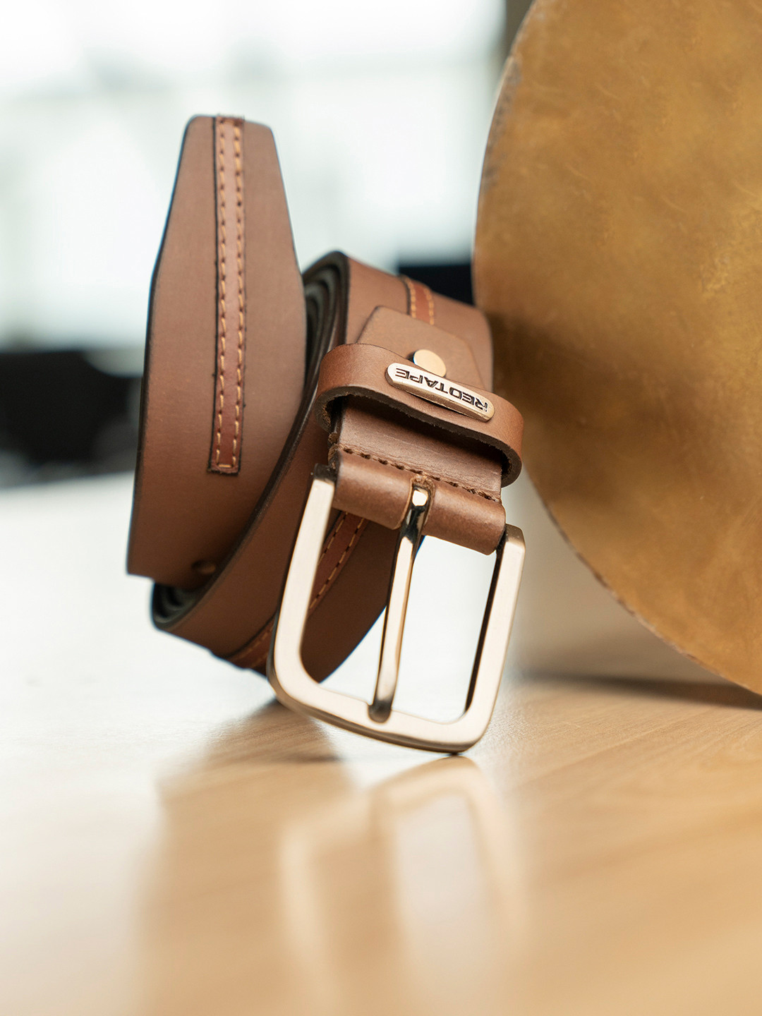 

Red Tape Men Solid Leather Formal Belt, Brown